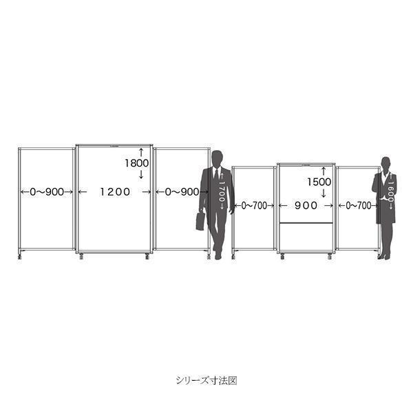 エラスティックパネル H1800 片側前面ホワイトボードタイプ ローパーティション 衝立 キャスター付き 回転 ネスティング トーカイスクリーン ESWB-1809_15