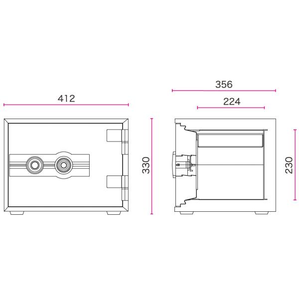 金庫 耐火 2キー式 小型 A4用紙収納 耐火30分 幅412×奥行356×高330 29kg FKN-30W 軒先渡し 防災 防犯 マイナンバー 保管庫 貴重品保管 SAFE 【在庫限り】_3