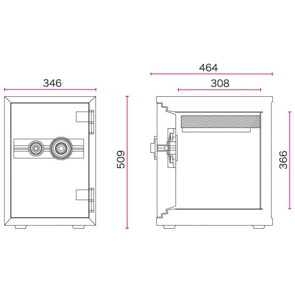 金庫 耐火 ダイヤル+キー式 タテ型 小型 A4用紙収納 幅346×奥行464×高509 53kg FKN-50TD 軒先渡し 防災 防犯 マイナンバー 保管庫 貴重品保管 【在庫限り】の画像