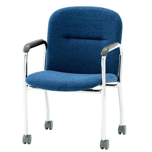 ミーティングチェア キャスター脚 肘付 布 会議椅子 打ち合わせ 商談