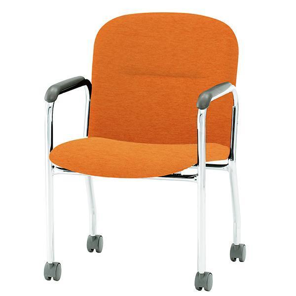 ミーティングチェア キャスター脚 肘付 布 会議椅子 打ち合わせ 商談