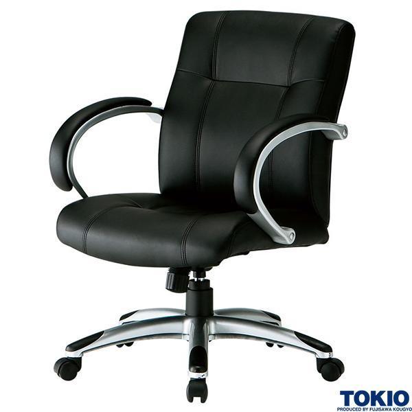 オフィスチェア レザー 肘付き W670×D720×H895〜965 マネージャーチェア 会議チェア エグゼクティブチェア 回転椅子 オフィス家具 会社 施設 藤沢工業 TOKIO