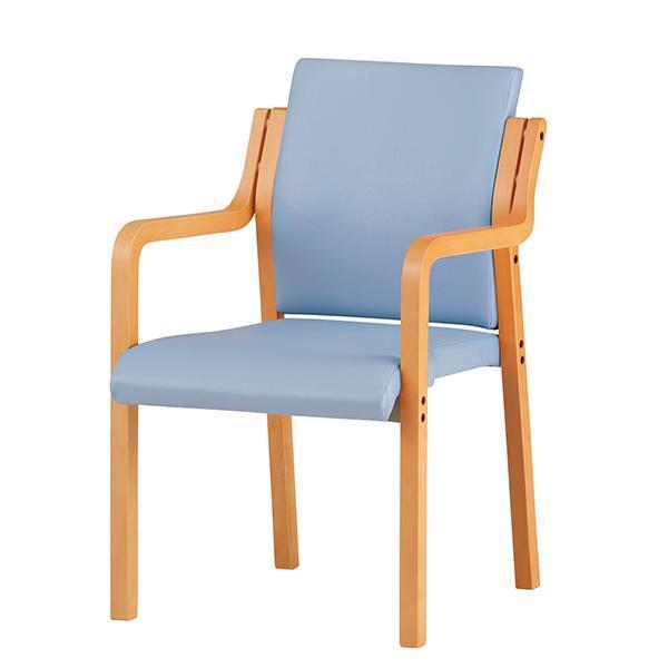 木製チェア 肘付 ビニールレザー 抗菌 防汚 耐次亜塩素酸 1脚 木製