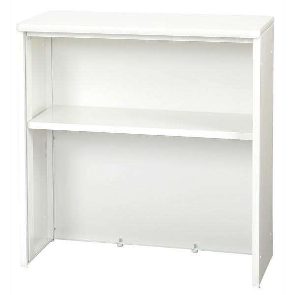 ホワイトとナチュラルの受付カウンター 120cm（右棚タイプ） 日本製 スチール製 受付 ハイカウンター W900×D450×H960 棚付き 横連結