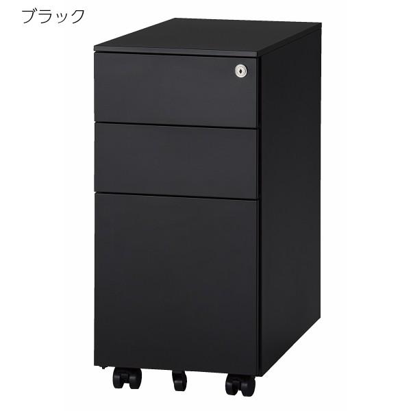 送込鍵付美品！事務キャビネットTRUSCOスリムワゴン30×50×60㎝黒車輪 3段 スマート ワゴン 大容量 オールロック 鍵付き シリンダー錠 スリム