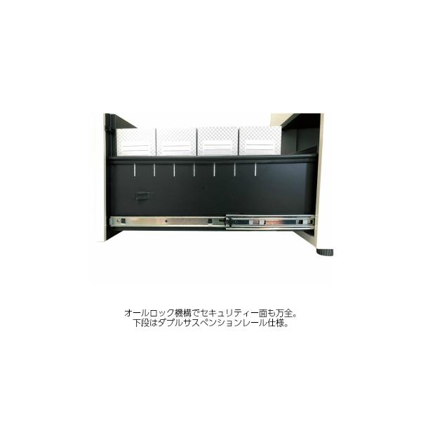 脇机 3段 幅400mm 鍵付き 400×700mm サイドキャビネット 袖デスク ホワイト ブラック ワーク オフィス家具 会社 幅40cm 幅400mm 奥行70cm 奥行700mm 法人様限定の画像