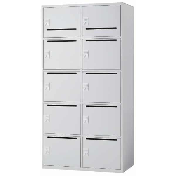 日本製 パーソナルロッカー 10人用 書庫 スチール製 ダイヤル錠 上下横