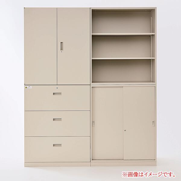 書庫 3段ラテラルキャビネット鍵付き スチール製 グレージュ 収納庫 