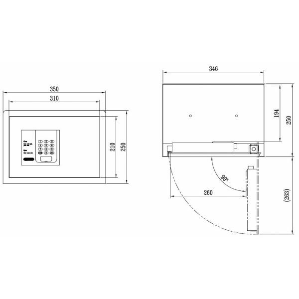 ホテル用金庫 10kg テンキー式 H25CS7021 ホテルセーフ プッシュ