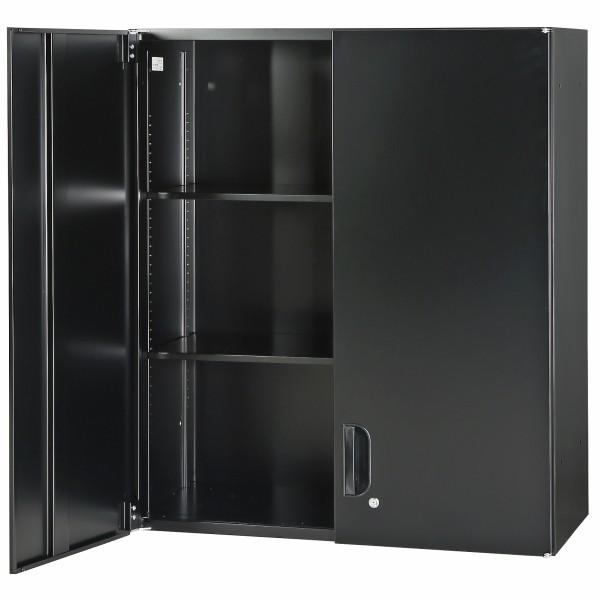 書庫 両開き 上置用 ブラック スチール製 W900×D450×H1050mm