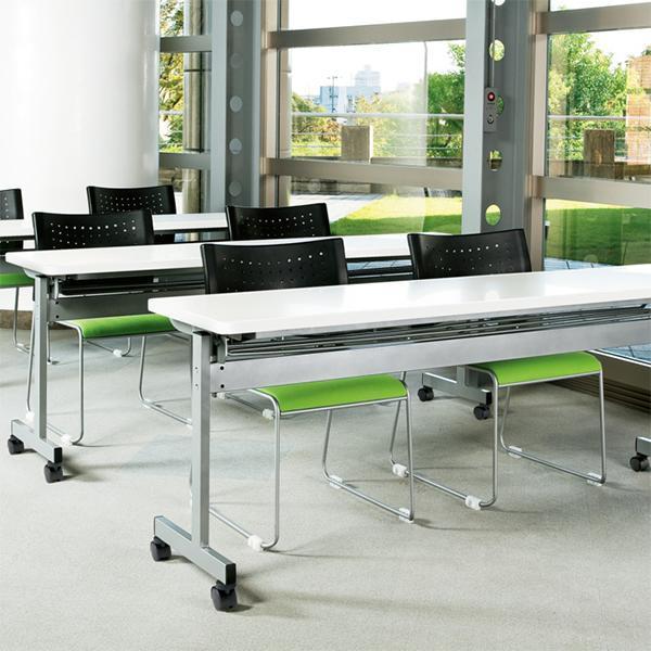 ミーティングテーブル 幅1800×奥行600×高さ720mm パネル付 キャスター