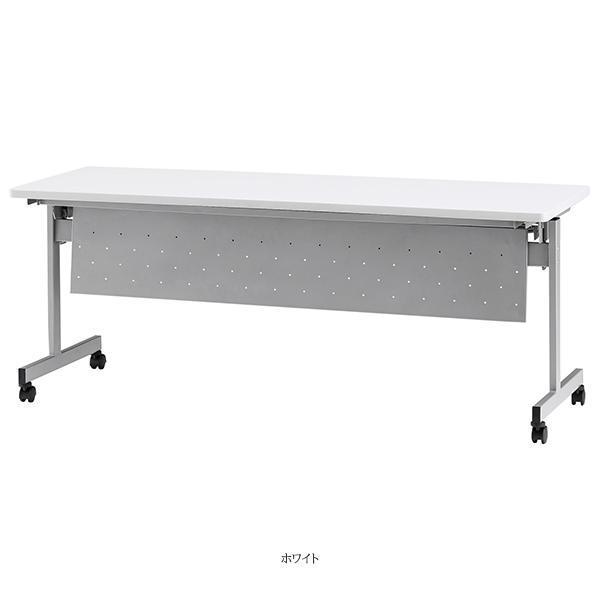 ミーティングテーブル 幅1800×奥行600×高さ720mm パネル付 キャスター