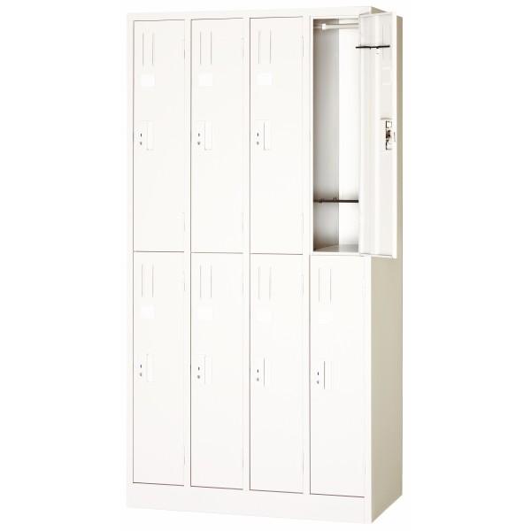 スタンダードロッカー 8人用 シリンダー錠 ホワイト色 ロッカー