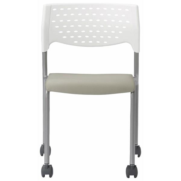 4脚セット ミーティングチェア 肘なし キャスター脚 粉体塗装タイプ 布