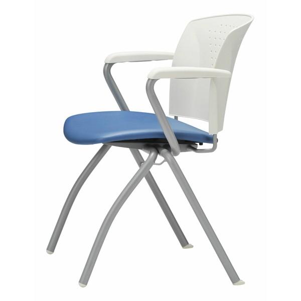 2脚セット ミーティングチェア 肘付き スタッキング 布/レザー