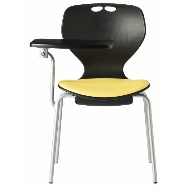 2脚セット ミーティングチェア メモ台付 肘なし 4本脚 布/レザー