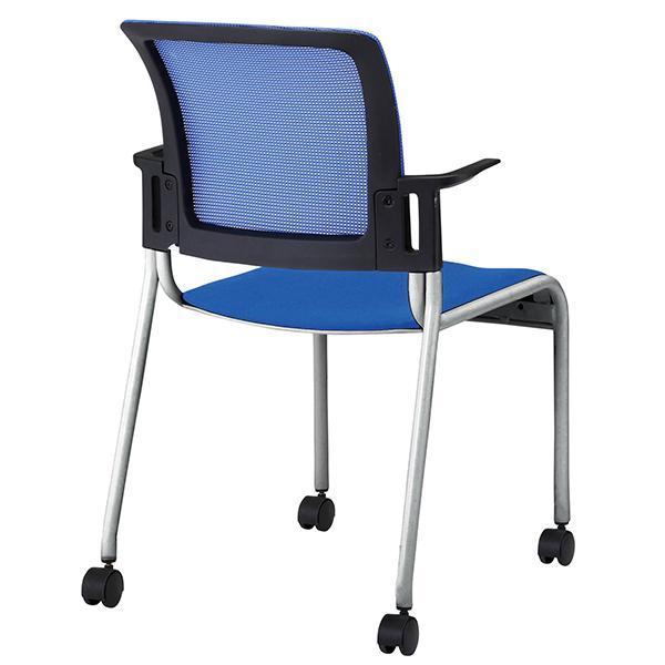 ミーティングチェア キャスター脚 肘付 メッシュ スタッキング 1脚