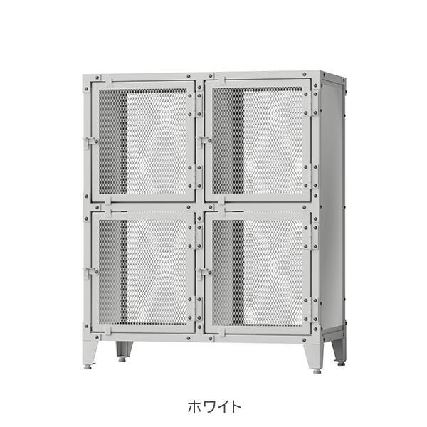 メッシュロッカー 2列2段 側面スチールタイプ 扉付き スチール製