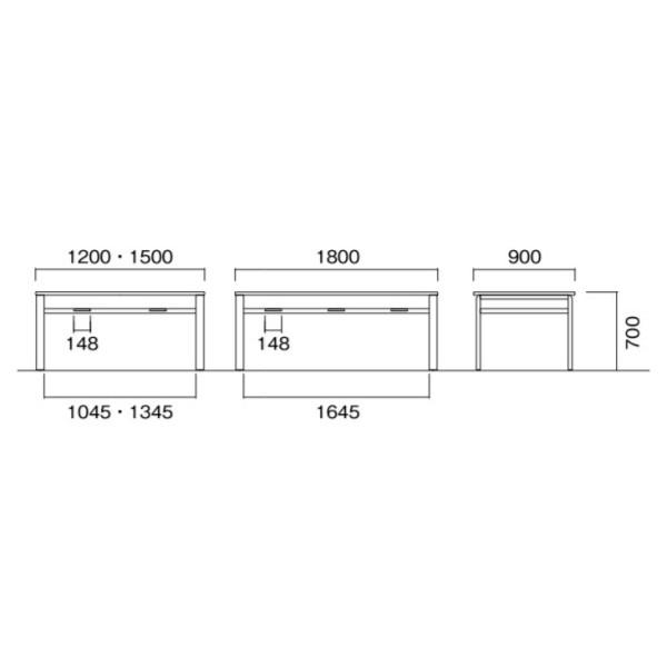 食堂テーブル 幅1500×奥行900×高さ700mm 4人用 休憩テーブル MU-1590 ソフトエッジ ダイニングテーブル 会議テーブル NISHIKI ニシキ工業の画像