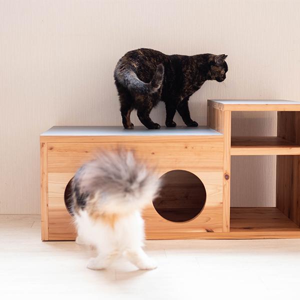 ローテーブル 猫用 キャットハウス付き センターテーブル 木製 ローテーブル 猫用 キャットハウス付き センターテーブル 木製