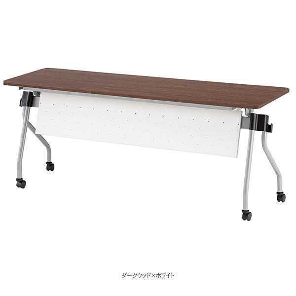 ミーティングテーブル 幅1500×奥行450×高さ720mm パネル付 キャスター付 カバン掛け付 高さ調整 スタックテーブル 研修テーブル オフィス家具 藤沢工業 TOKIOの画像