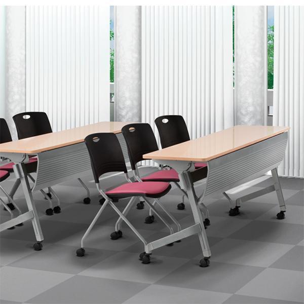 ミーティングテーブル 幅1500×奥行450×高さ720mm 棚付 パネル付