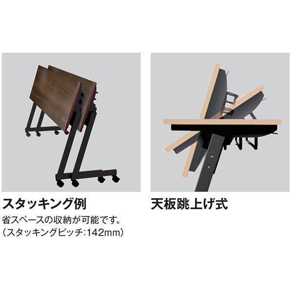 ミーティングテーブル 幅1800×奥行450×高さ720mm ブラック キャスター