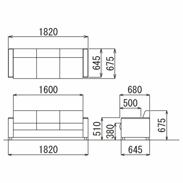 応接用 ソファ 3人掛け 単品 1脚 ソファー ロビー 業務用 ラウンジ 応接 セット 役員 家具 高級 オフィス 商談 Aico アイコ RE-2683-V4_4