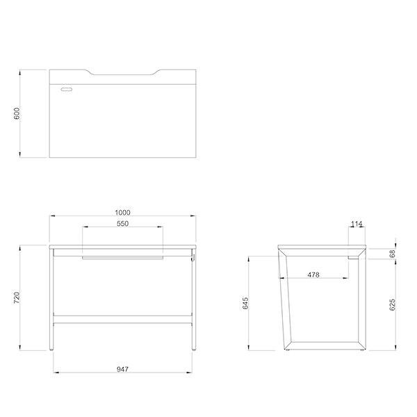 リスム デスク W1000×D600×H720 ホワイト×ホワイト脚 2ヶ口 リスム デスク W1000×D600×H720 ホワイト×ホワイト脚 2ヶ口