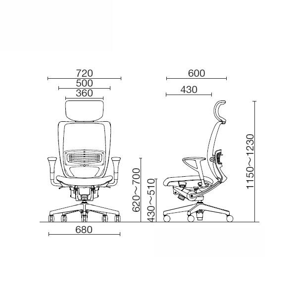 SFRCHAIR ヘッドレスト付き 座クッションタイプ(モールドウレタン) 樹脂脚タイプ 固定肘付 オフィスチェア ノーリツイス 法人限定 日本製_6