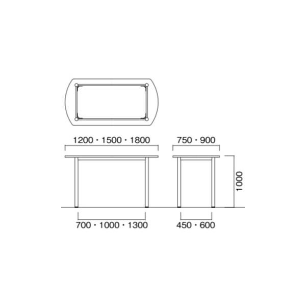 会議テーブル ボート型 幅1500×奥行750×高さ1000mm ハイテーブル STF-1575B ミーティングテーブル 会議用テーブル NISHIKI ニシキ工業_2