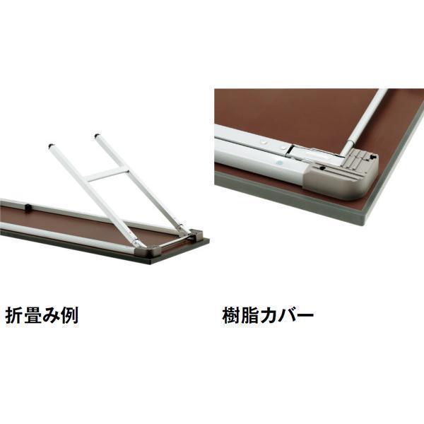 ミーティングテーブル 幅1500×奥行600×高さ700mm 棚無 アルミ脚タイプ バネ式 折りたたみテーブル 積み重ね 研修テーブル オフィス家具 藤沢工業 TOKIOの画像