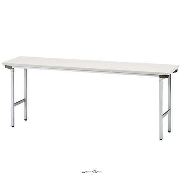 ミーティングテーブル 幅1500×奥行600×高さ700mm 棚無 アルミ脚タイプ バネ式 折りたたみテーブル 積み重ね 研修テーブル オフィス家具 藤沢工業 TOKIOの画像