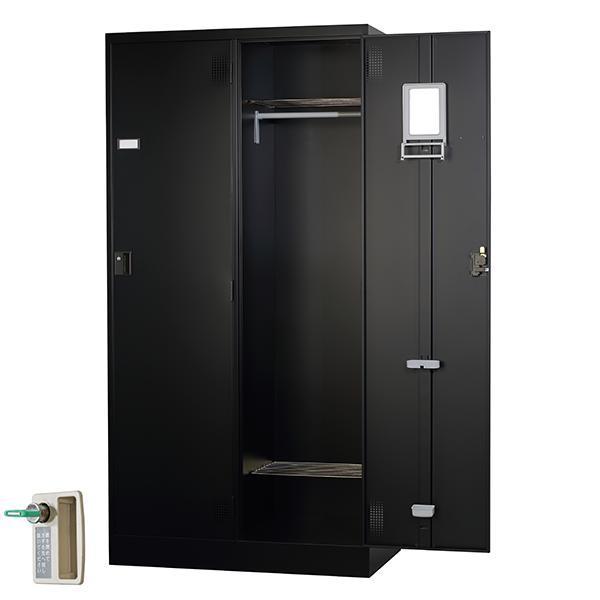 2人用ワイド ブラック スタンダードロッカー 鍵付き 2人用タイプ 内筒交換錠 TLK-N2W-MB ロッカー ブラック色 黒色 スチールロッカー スチール製 受注生産品