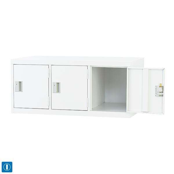 3人用 上置き スタンダードロッカー 鍵付き 3人用タイプ シリンダー錠 TLK-US3 ロッカー ホワイトグレー色 スチールロッカー スチール製 オフィス 受注生産品