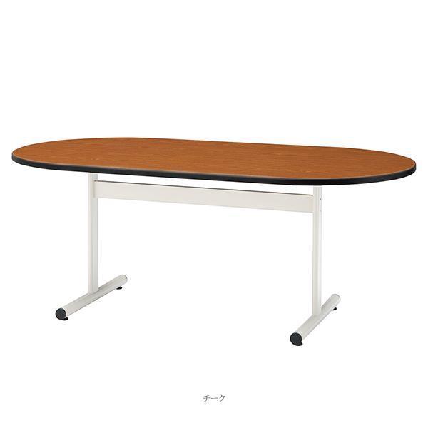 ミーティングテーブル 幅1800×奥行900×高さ700mm 楕円型 ホワイト 塗装脚 会議テーブル T字脚 会議室 応接室 会社 オフィス家具 藤沢工業 TOKIO 日本製の画像