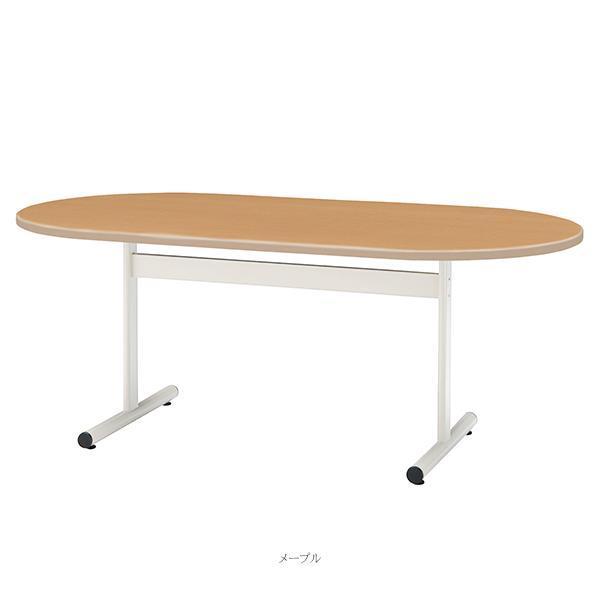 ミーティングテーブル 幅1800×奥行900×高さ700mm 楕円型 ホワイト 塗装脚 会議テーブル T字脚 会議室 応接室 会社 オフィス家具 藤沢工業 TOKIO 日本製の画像