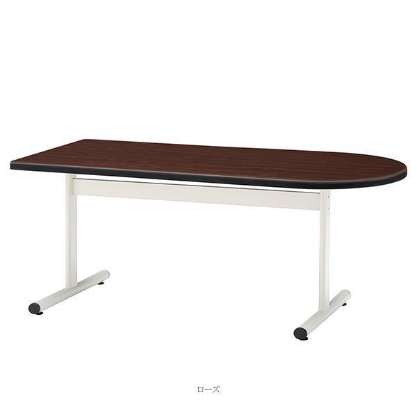 ミーティングテーブル 幅1800×奥行900×高さ700mm 半楕円型 ホワイト 塗装脚 会議テーブル T字脚 会議室 応接室 会社 オフィス家具 藤沢工業 TOKIO 日本製の画像