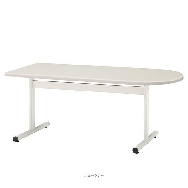 ミーティングテーブル 幅1800×奥行900×高さ700mm 半楕円型 ホワイト 塗装脚 会議テーブル T字脚 会議室 応接室 会社 オフィス家具 藤沢工業 TOKIO 日本製の画像