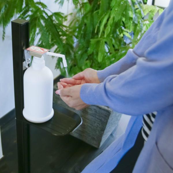 足踏式 消毒液スタンド TTM-08A 消毒 スタンド 感染対策 アルコール噴霧器 スタンド台 ペダル式 商業施設 事務所 学校 ロビー ビル エントランス 業務用_6