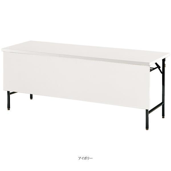 幅1800×奥行600×高さ700mm 共貼りタイプ 棚付 パネル付 クランク式 研修テーブル 折り畳み オフィス家具 藤沢工業 TOKIO 日本製 【透明テープ】