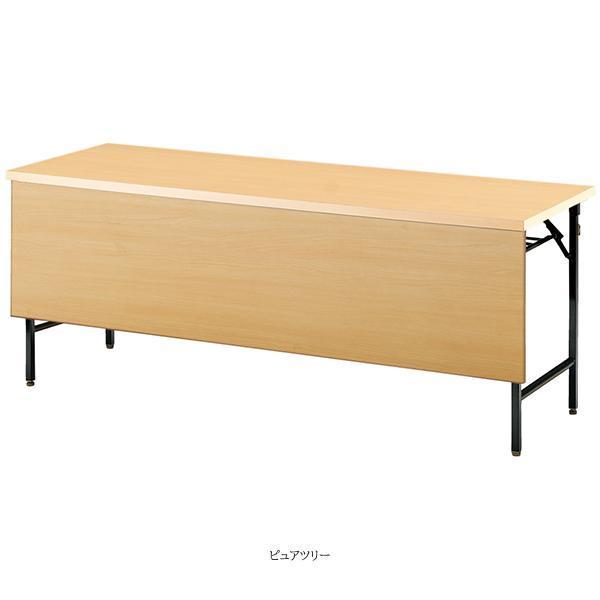 幅1800×奥行600×高さ700mm 共貼りタイプ 棚付 パネル付 クランク式 研修テーブル 折り畳み オフィス家具 藤沢工業 TOKIO 日本製 【透明テープ】