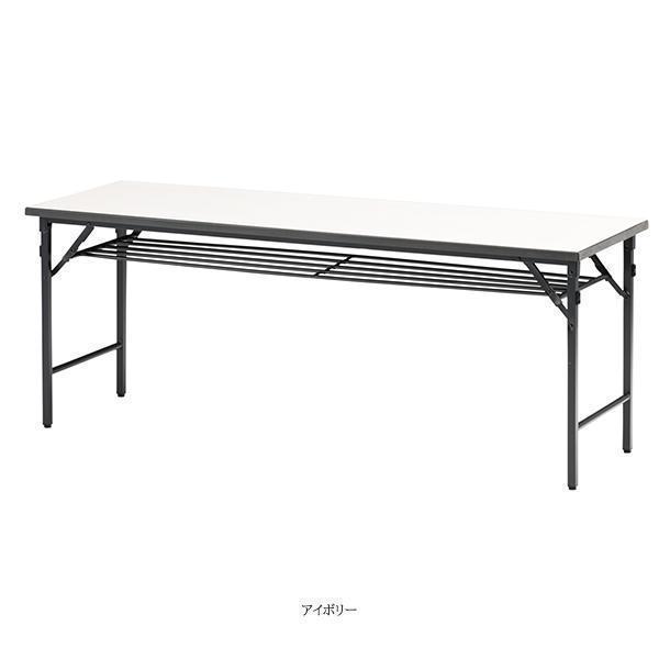 ミーティングテーブル 幅900×奥行750×高さ700mm ソフトエッジタイプ 棚付 パネル無 クランク式 折りたたみ オフィス家具 藤沢工業 TOKIOの画像