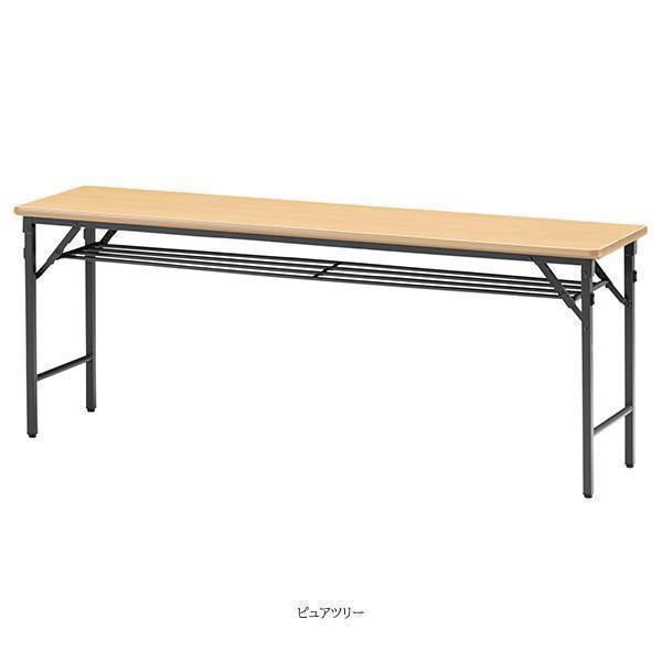ミーティングテーブル 幅900×奥行750×高さ700mm ソフトエッジタイプ 棚付 パネル無 クランク式 折りたたみ オフィス家具 藤沢工業 TOKIOの画像