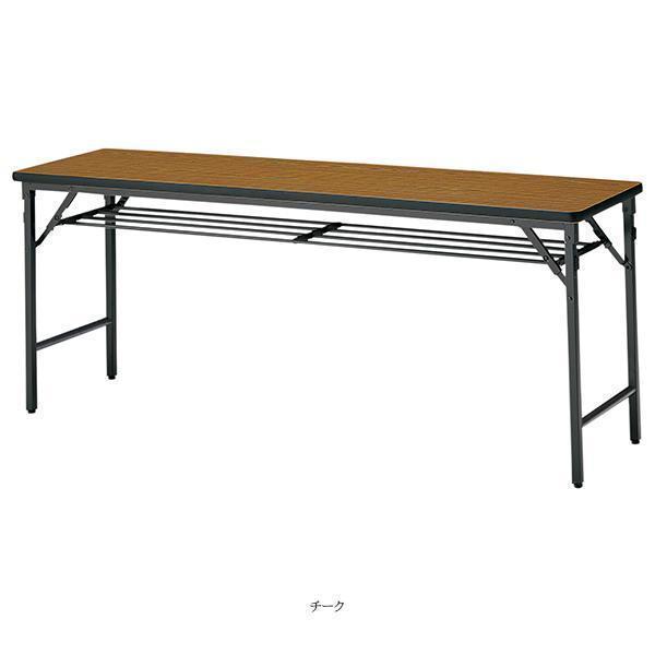 ミーティングテーブル 幅1200×奥行750×高さ700mm ソフトエッジタイプ 棚付 パネル無 クランク式 折りたたみ オフィス家具 藤沢工業 TOKIOの画像