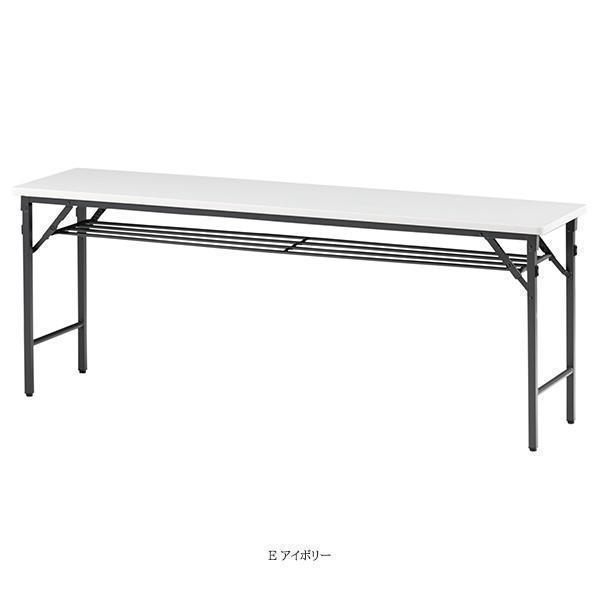 ミーティングテーブル 幅1200×奥行750×高さ700mm ソフトエッジタイプ 棚付 パネル無 クランク式 折りたたみ オフィス家具 藤沢工業 TOKIOの画像