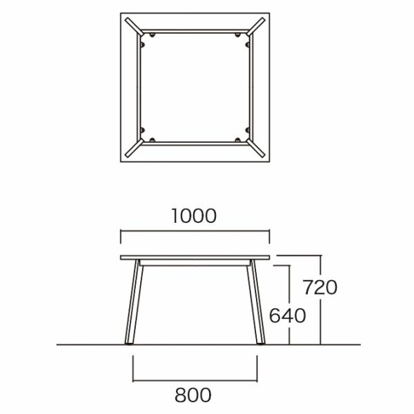 会議テーブル 正方形 幅1000×奥行1000×高さ720mm スタンダードタイプ UM-1010K 4本脚 ミーティングテーブル エグゼクティブテーブル NISHIKI ニシキ工業_3