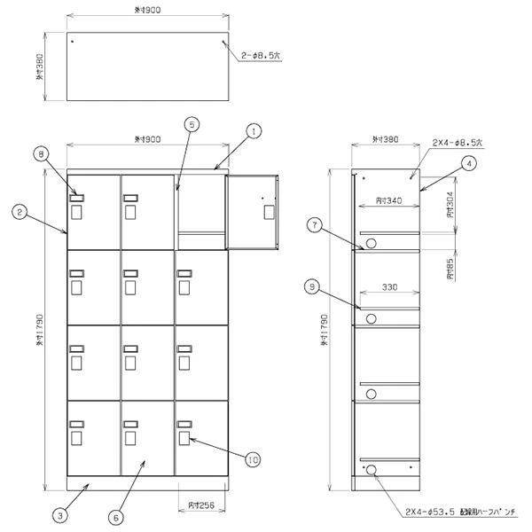 ロッカー 12人用 南京錠用引手 3列4段 浅型 タブレットPC収納庫 スチール 保管庫 オフィス家具 ユニゾン USLシリーズ グリーン購入法適合 日本製 受注生産品_8