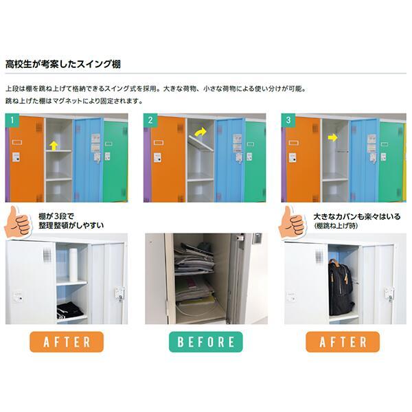 ロッカー 6人用 ダイヤル錠 3列2段 スイング棚 スチール 更衣室 学校 大学 高校 オフィス家具 ユニゾン USLシリーズ グリーン購入法適合 日本製 受注生産品の画像