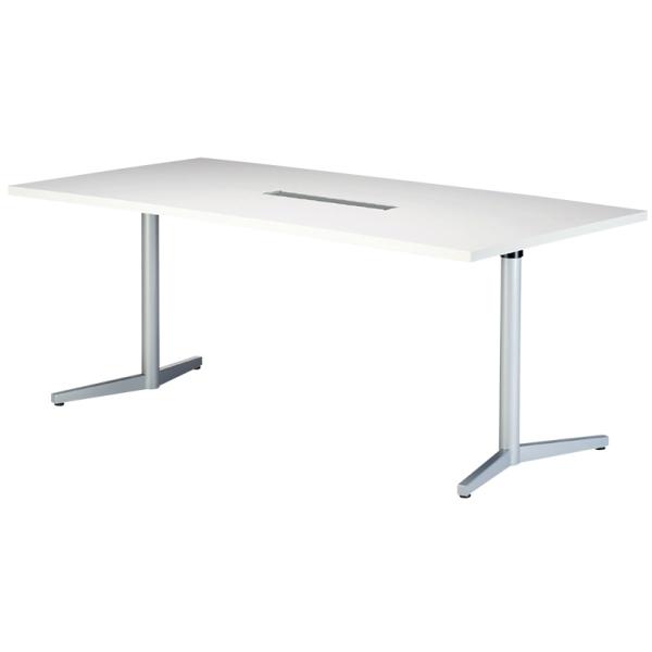 会議テーブル 幅2100×奥行800×高さ720mm ワイヤリングBOXタイプ VE-2180W 4本脚 ミーティングテーブル 会議用テーブル NISHIKI ニシキ工業 オフィス家具